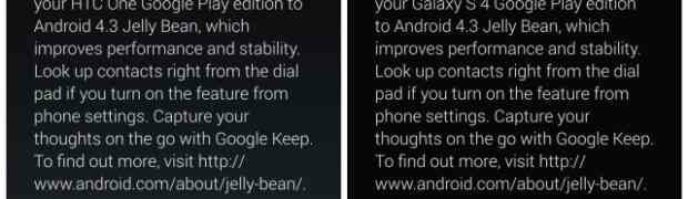 Android 4.3 Rolling Out to Google Edition Galaxy S4 & HTC One