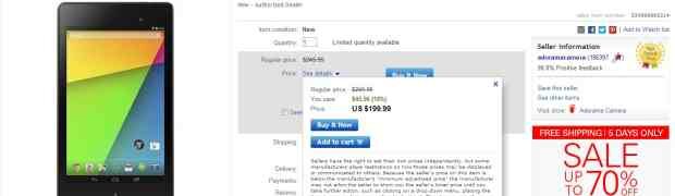 Deal -16GB Asus Google Nexus 7 ( 2013) for $199.99 + free shiping from Adorama eBay