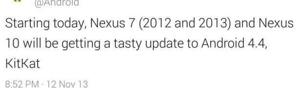 Android version 4.4 KitKat rolling out to both Nexus 7's and Nexus 10 today
