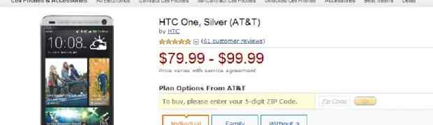Deal : HTC One available for $ 99 through Amazon only for 1 day