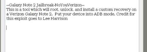 One click root, unlock and custom recovery for the Verizon Note 2 (VRAMC3)