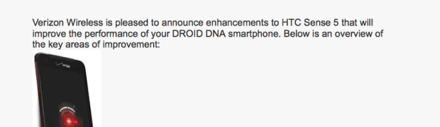 Verizon's Droid DNA Sense 5 Page Goes Live