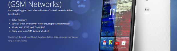 GSM Moto X Developer Edition now up for sale 